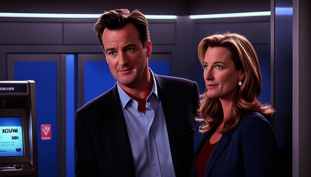 chandler bing stuck in atm with jill goodacre friends season 1